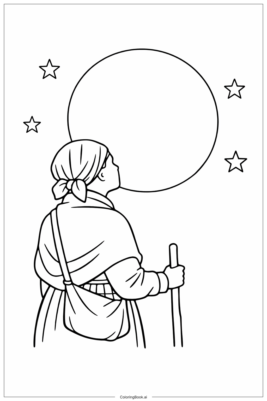  Harriet Tubman Looking At Moon Coloring Page 