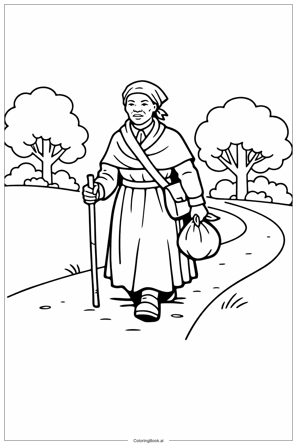  Harriet Tubman On Path Coloring Page 