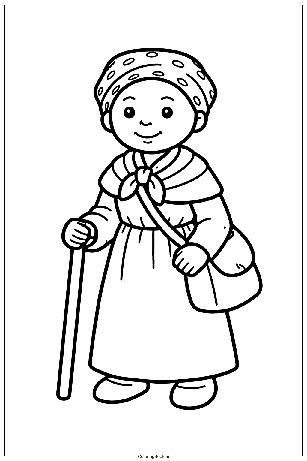  Harriet Tubman Simple Full Body Coloring Page 