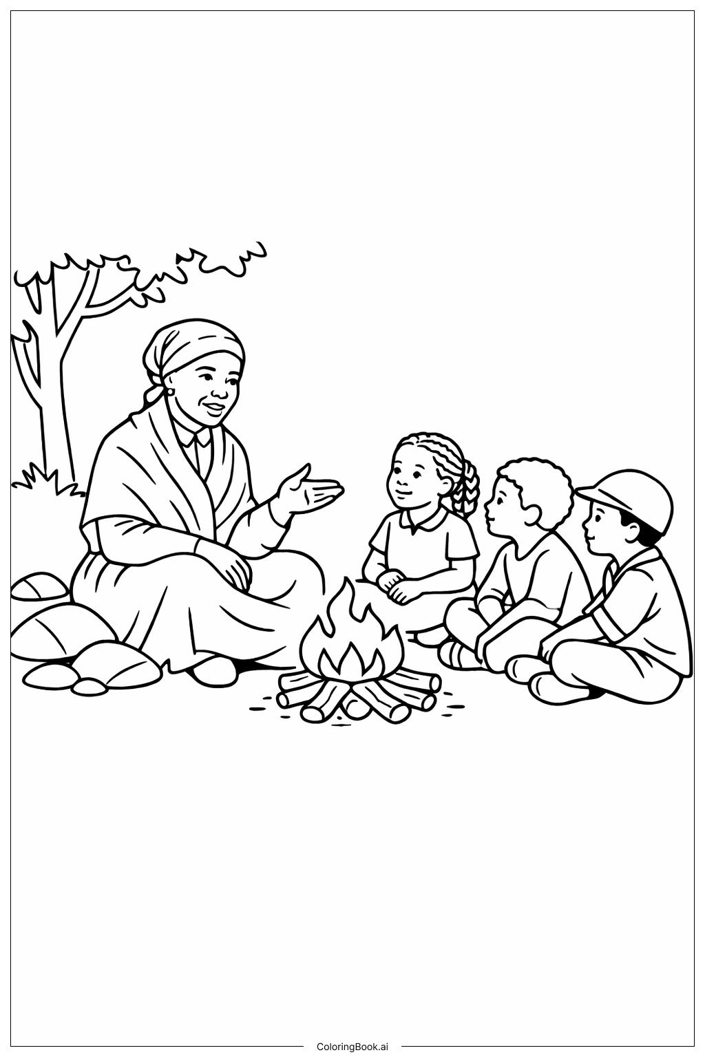  Harriet Tubman Teaching Children Coloring Page 