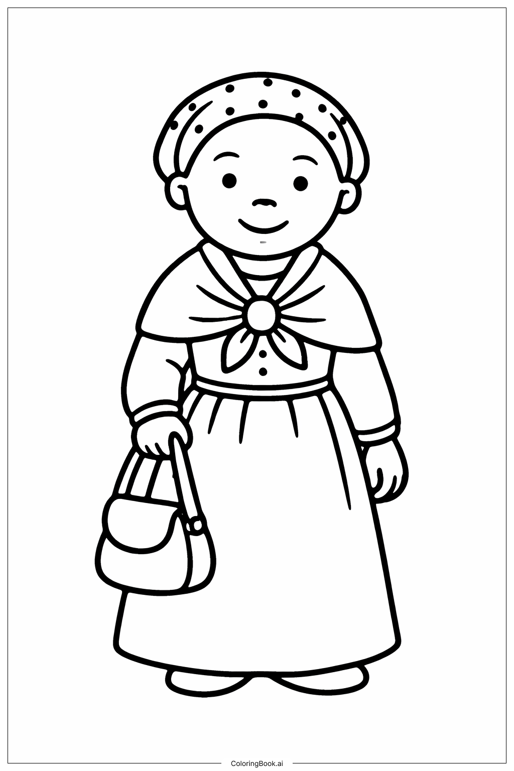  Trang tô màu Harriet Tubman Với Bộ Váy Đơn Giản 