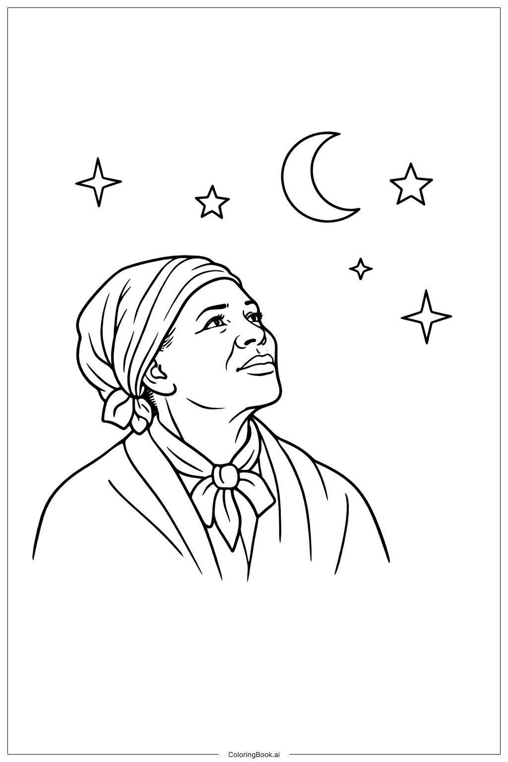  Harriet Tubman With Stars Coloring Page 