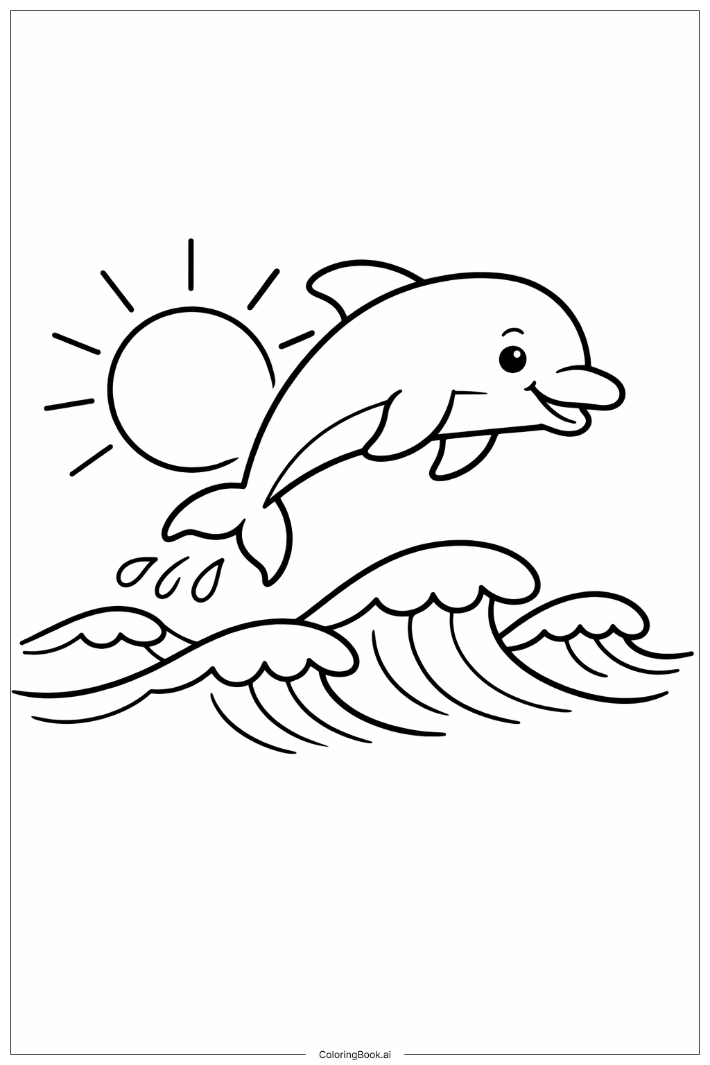  Page de coloriage Saut de Dauphin à Hawaï 