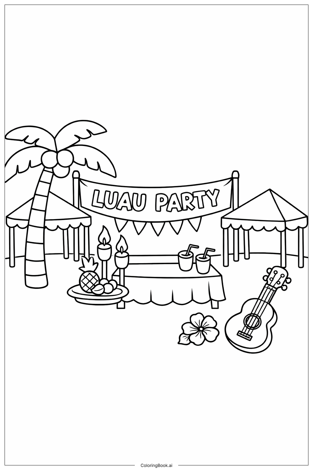  Page de coloriage Fête Luau à Hawaï 