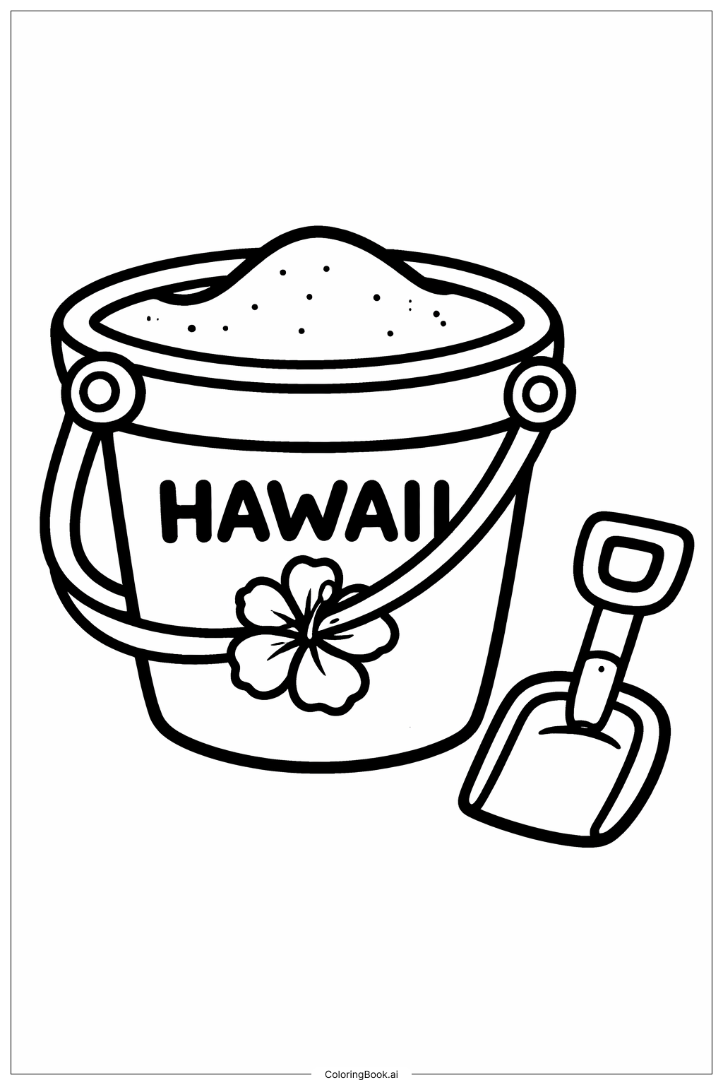  Page de coloriage Seau de sable d'Hawaï 