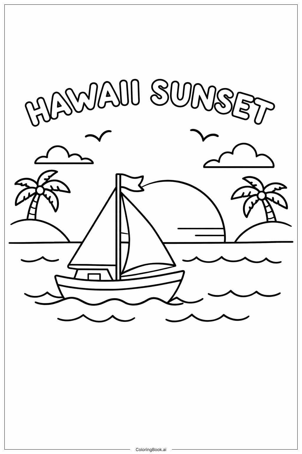 Bateau à voile au coucher de soleil à Hawaï