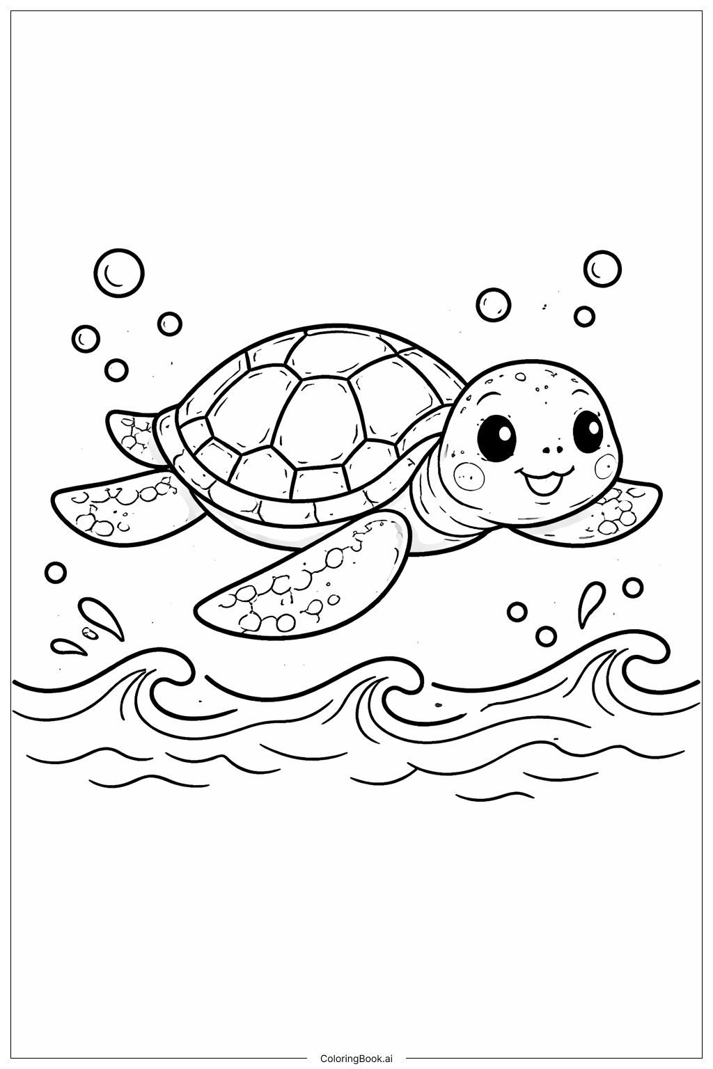  Page de coloriage Tortue d'Hawaï dans la mer 