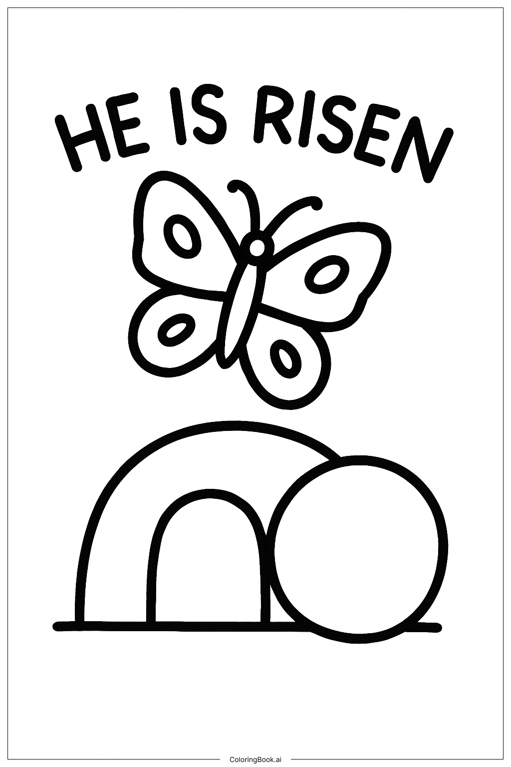  Página para colorear de Él ha resucitado Mariposa sobre la tumba 