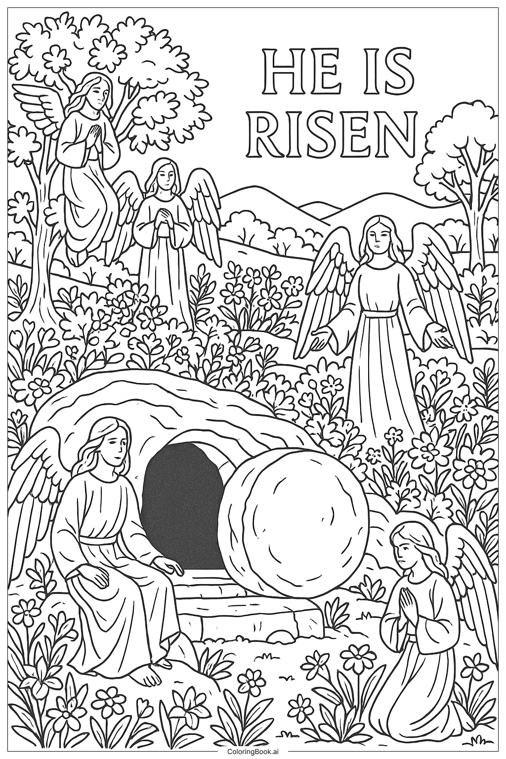  Página para colorear de Él Ha Resucitado Jardín de Ángeles 