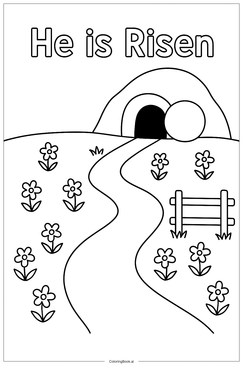  Página para colorear de Él ha resucitado Camino del Jardín 