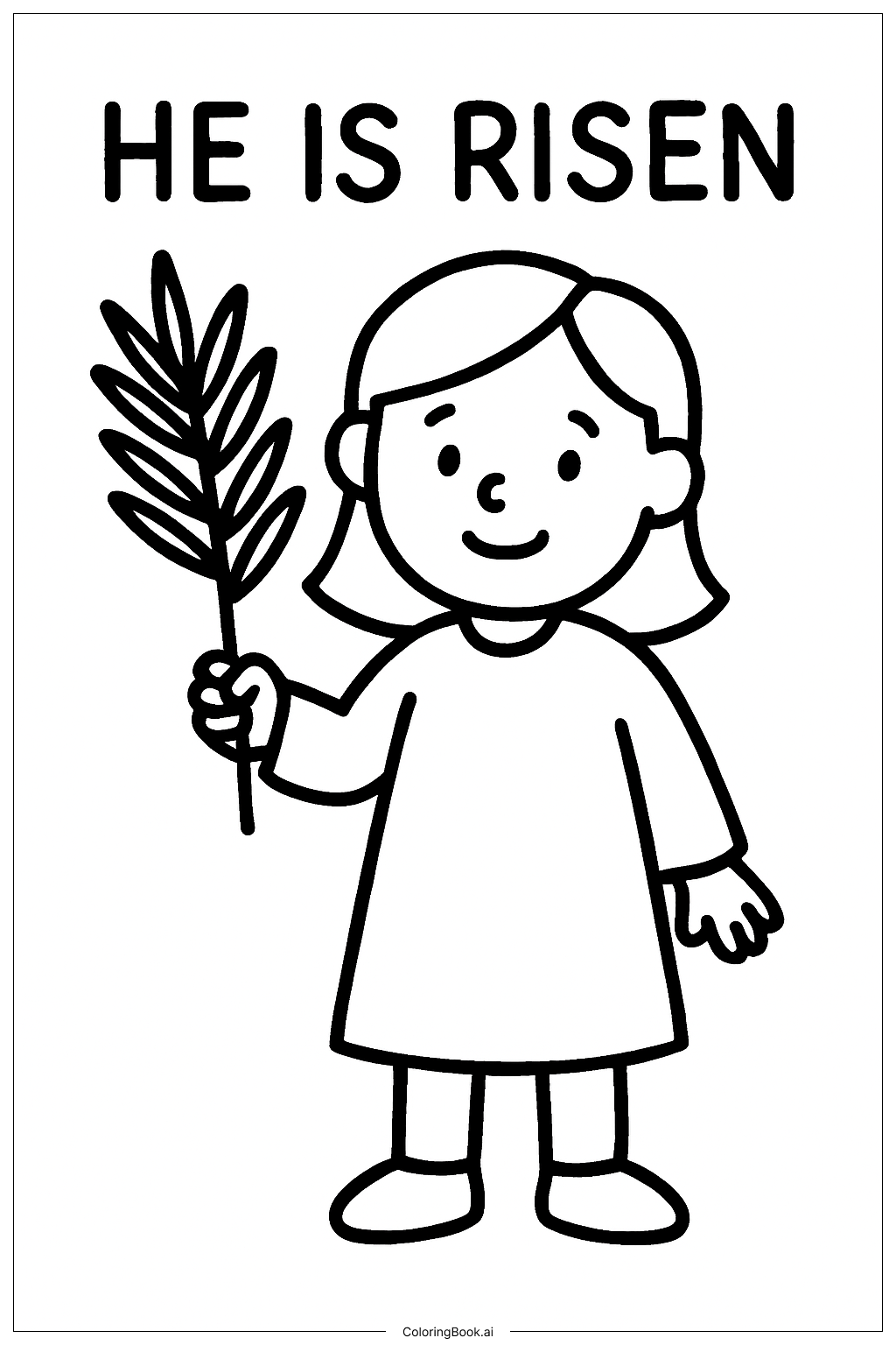  Página para colorear de Niña que Resucitó con Palma 