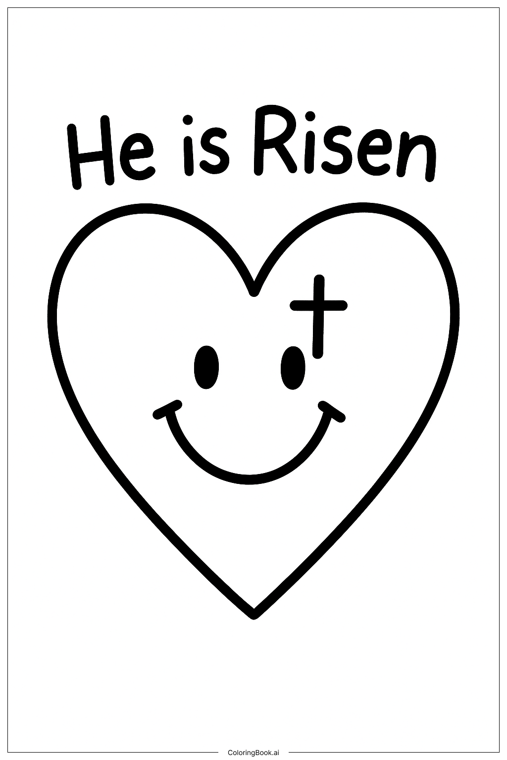  Página para colorear de Él ha Resucitado Corazón Alegre 
