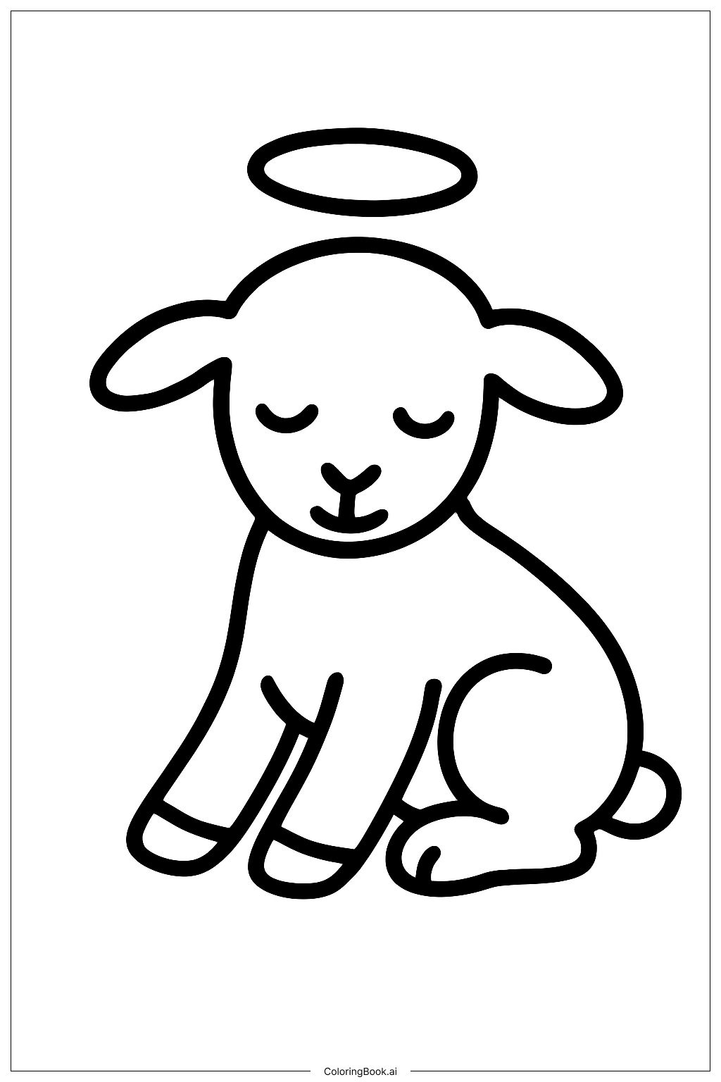  Página para colorear de Él es el Cordero Resucitado con Halo 