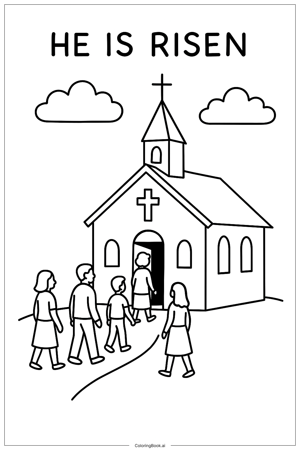  Página para colorear de Servicio Pequeña Iglesia Él Ha Resucitado 