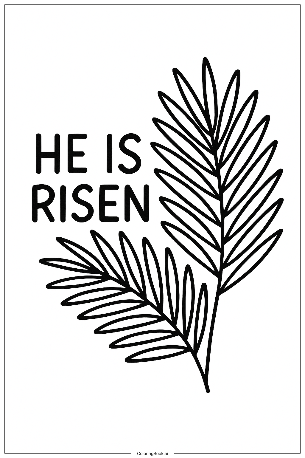  Página para colorear de Él ha resucitado hojas de palma 
