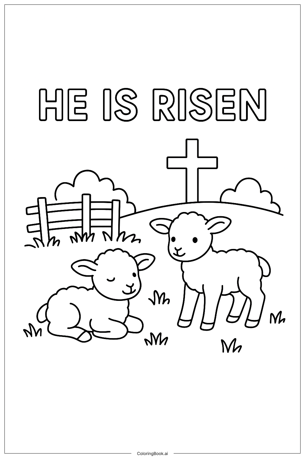  Página para colorear de Él ha resucitado Corderitos pacíficos 