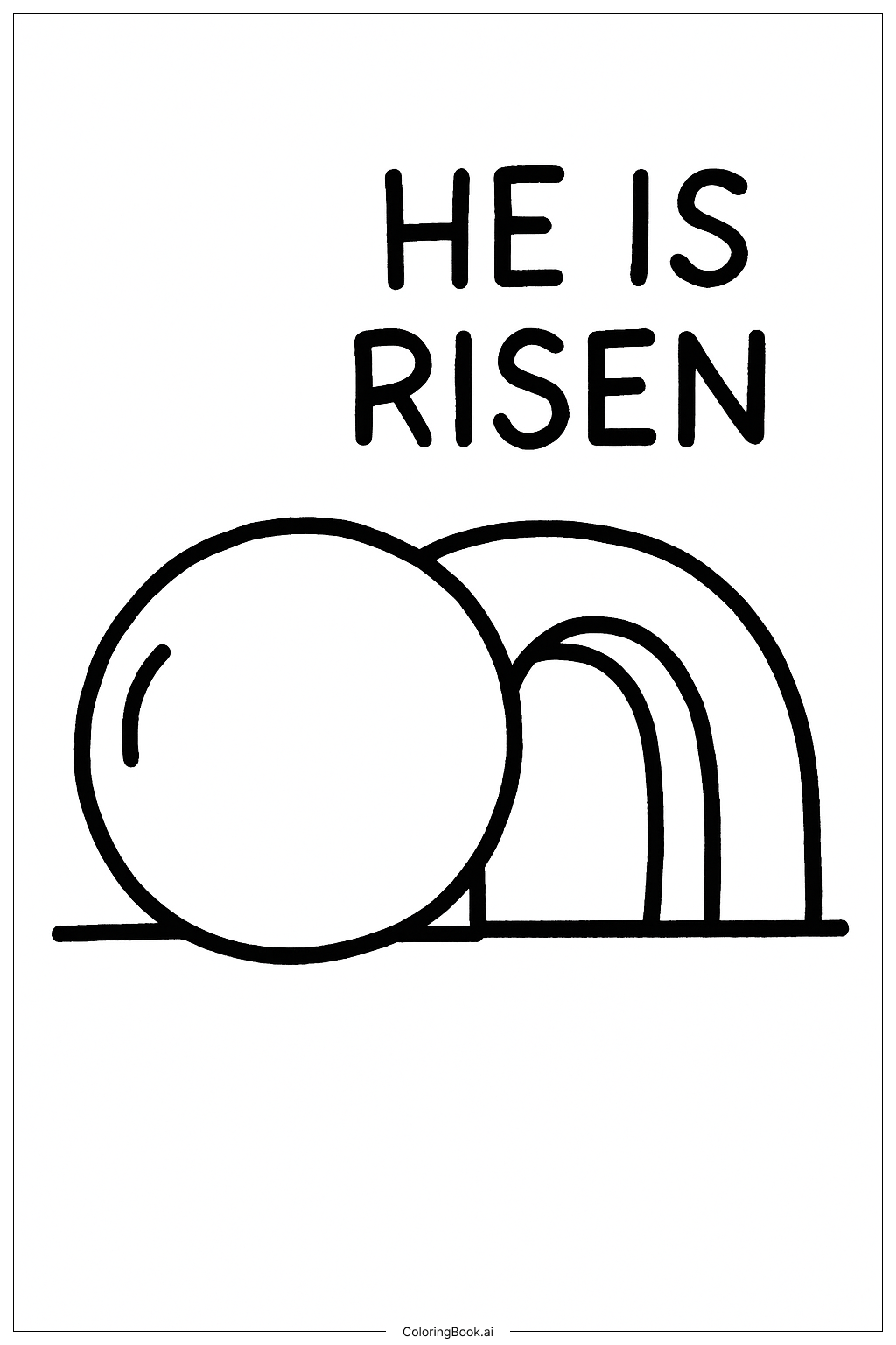  Página para colorear de Él ha resucitado piedra rodada 