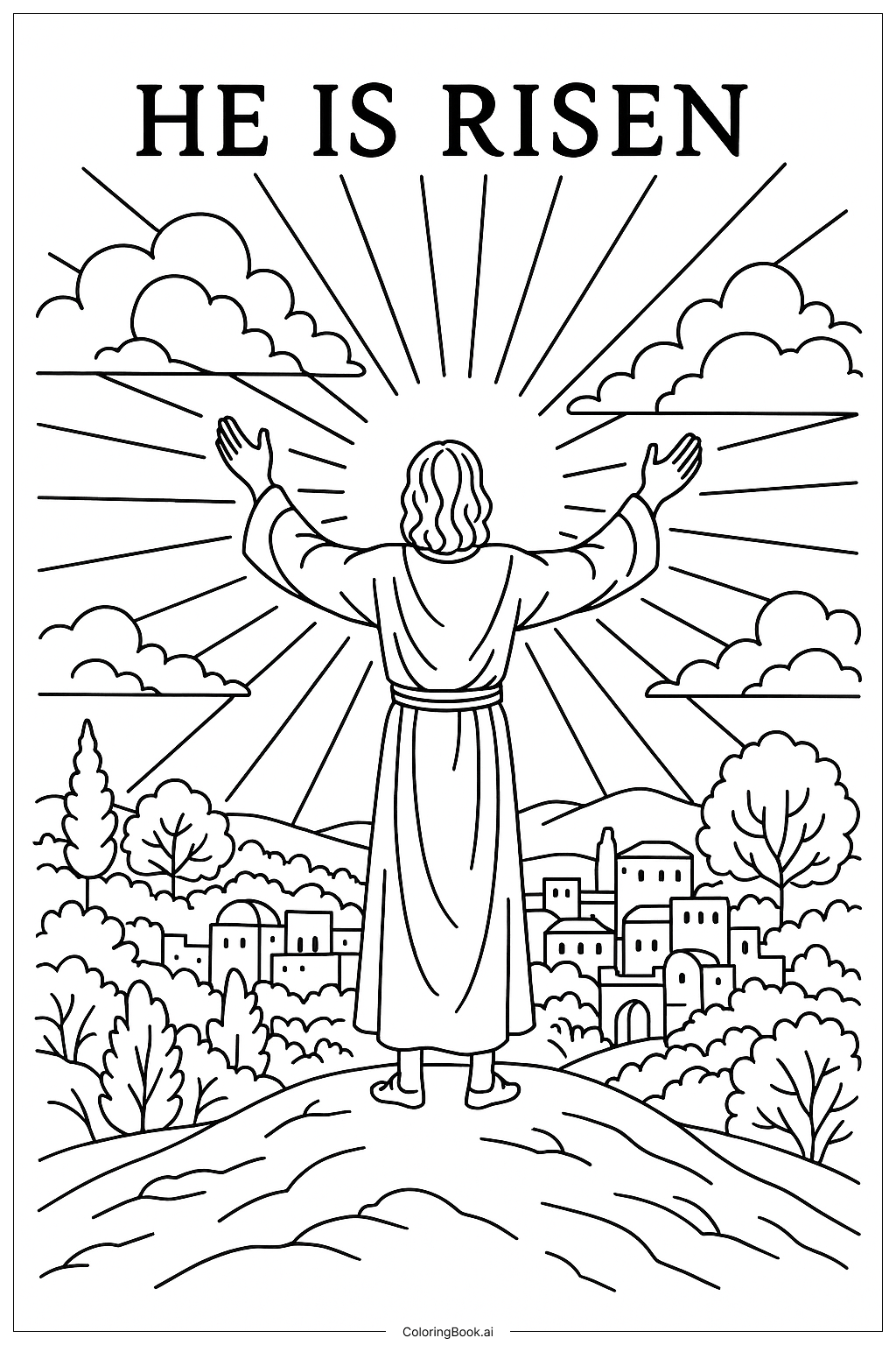  Página para colorear de Él Ha Resucitado Regreso Triunfante 