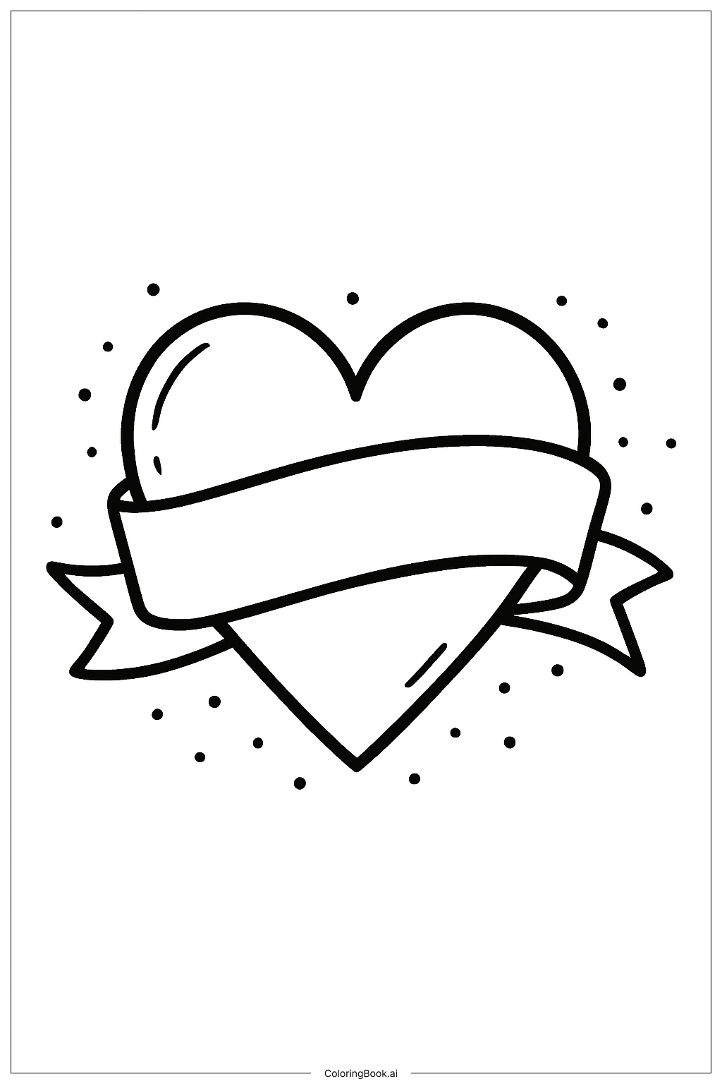 ハートバナータトゥーの塗り絵ページ