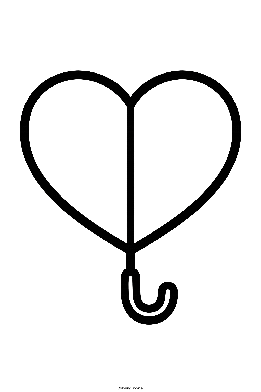 心形雨伞填色页