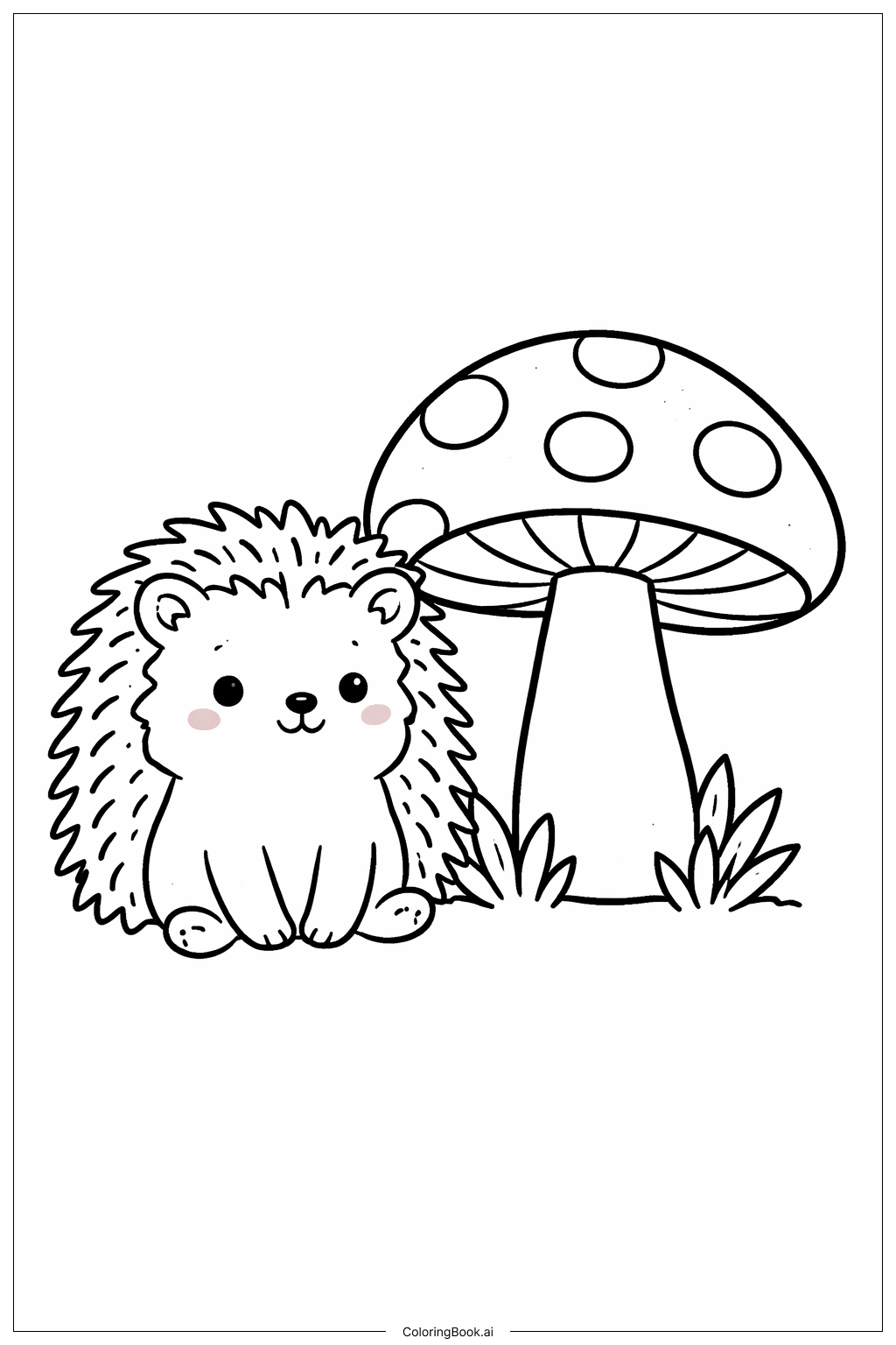  Igel und Pilz Ausmalseite 