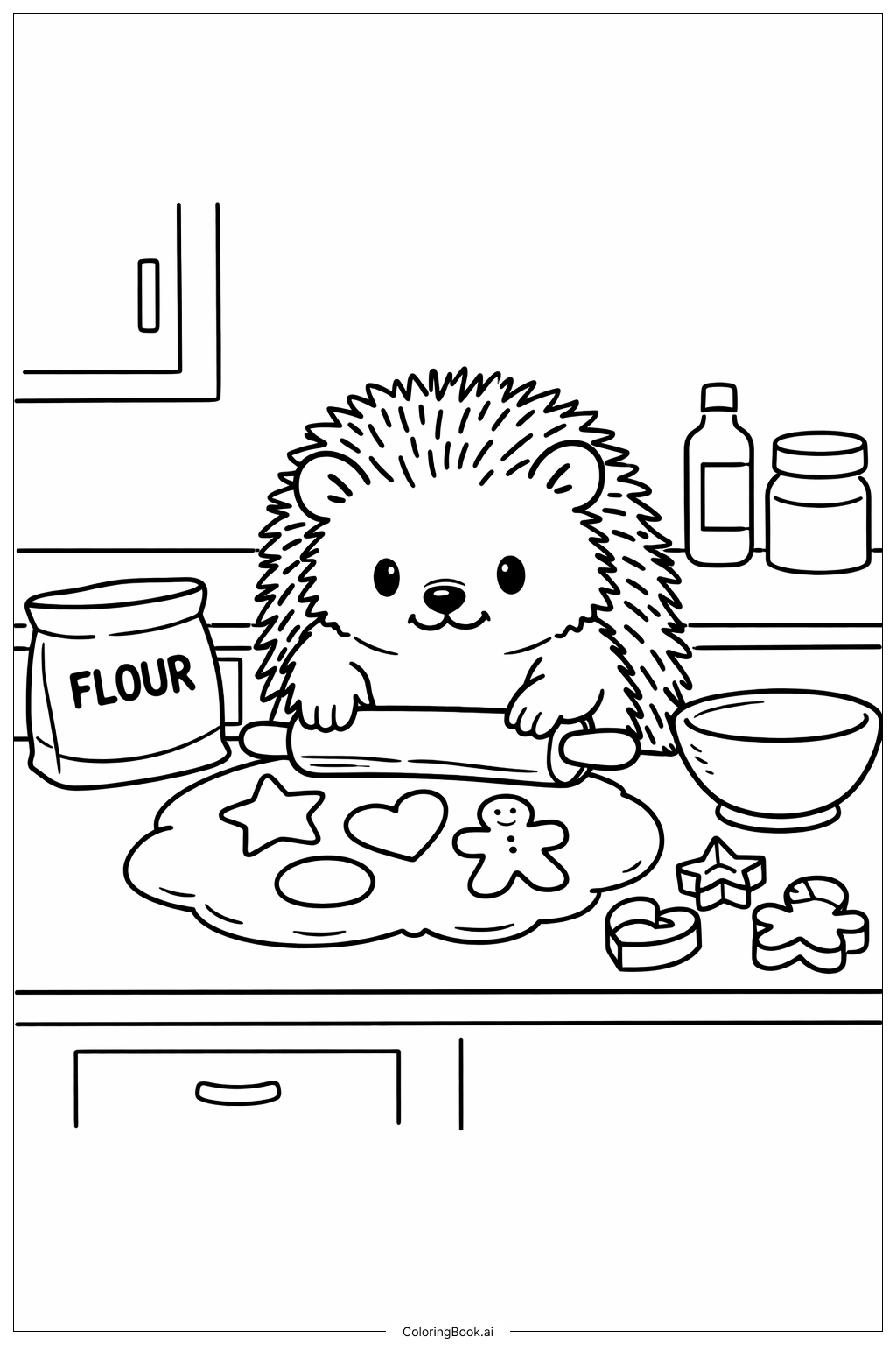  Igel backen Kekse Ausmalseite 