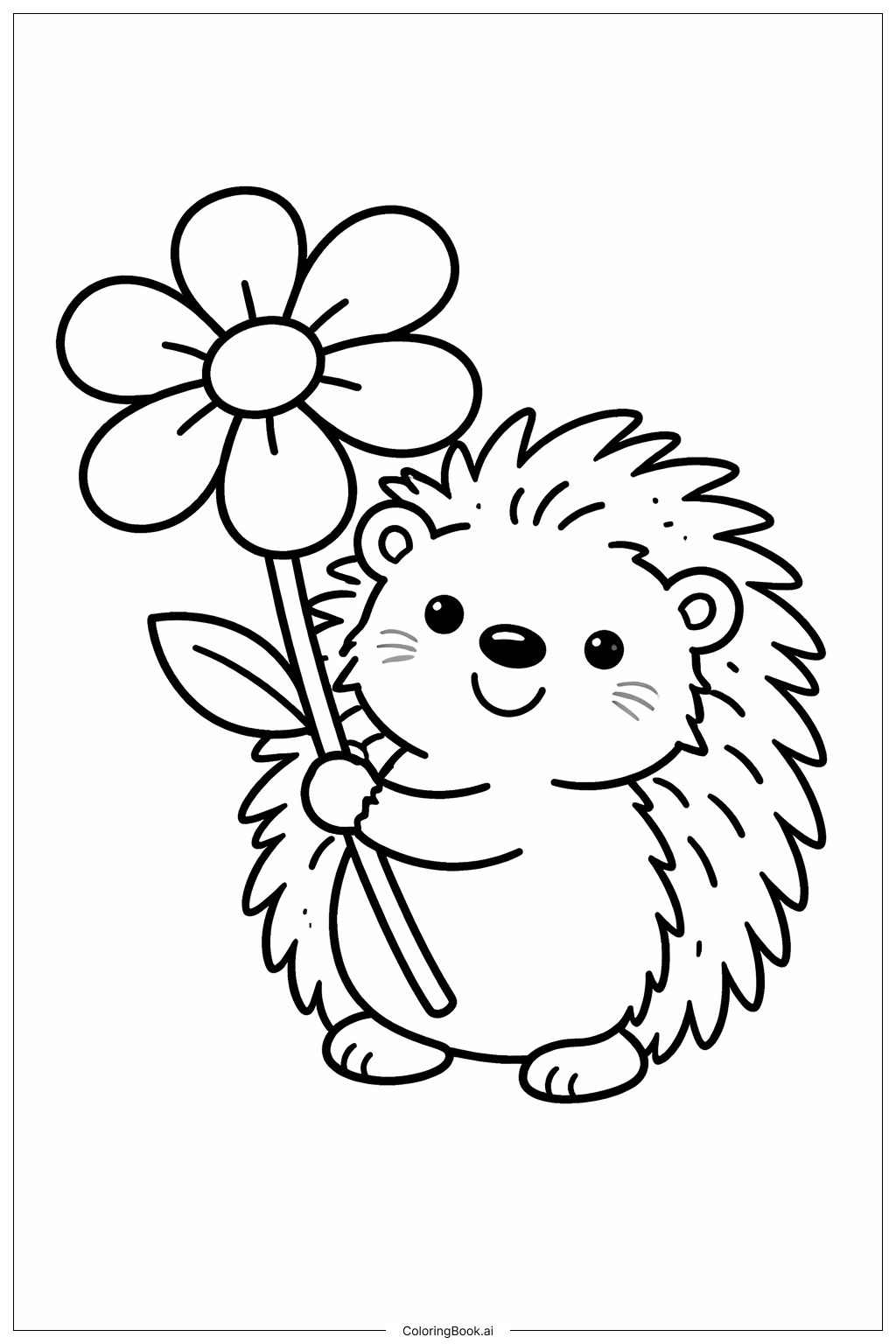  刺猬捧花填色页 
