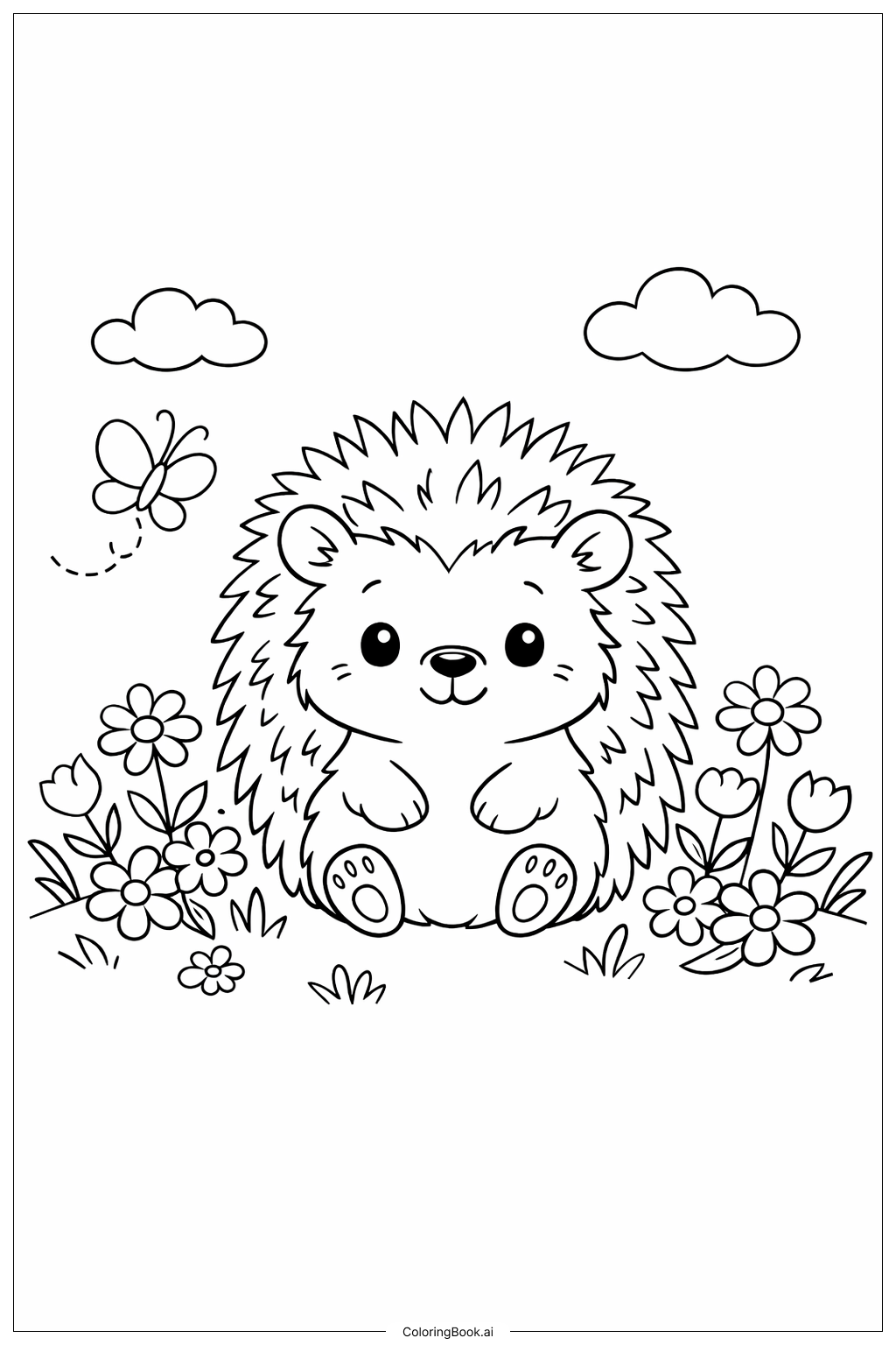  Igel in einer Blumenwiese Ausmalseite 