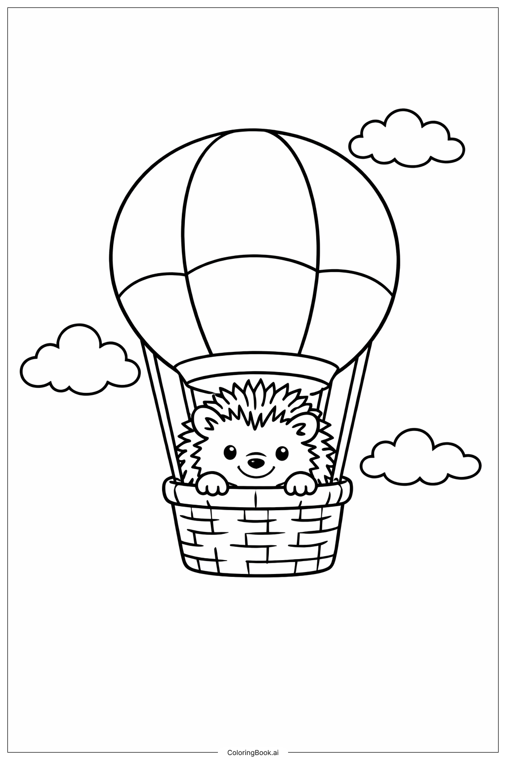  Igel im Heißluftballon Ausmalseite 
