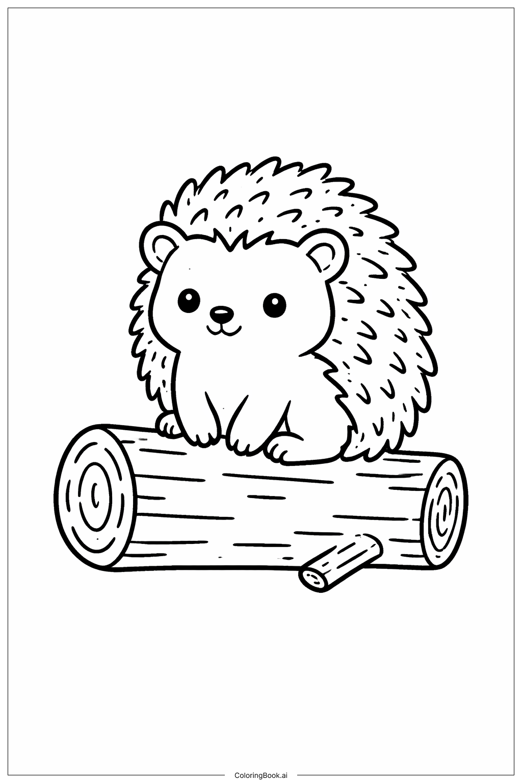  Igel auf einem Baumstamm Ausmalseite 