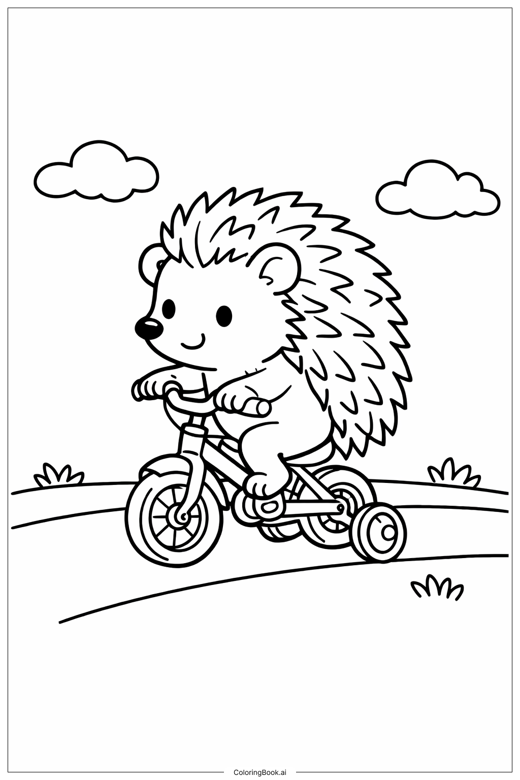  骑自行车的刺猬填色页 