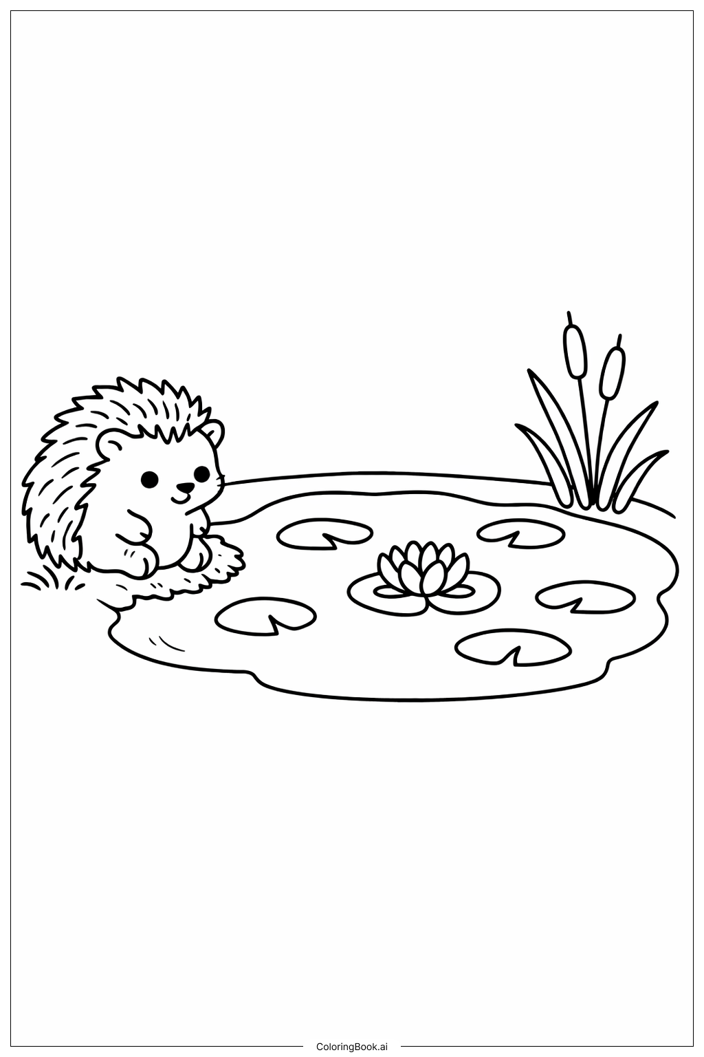  Igel am Teich Ausmalseite 