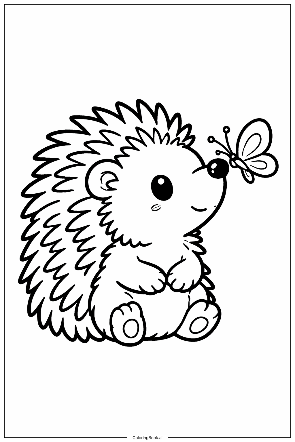  Igel mit Schmetterling Ausmalseite 