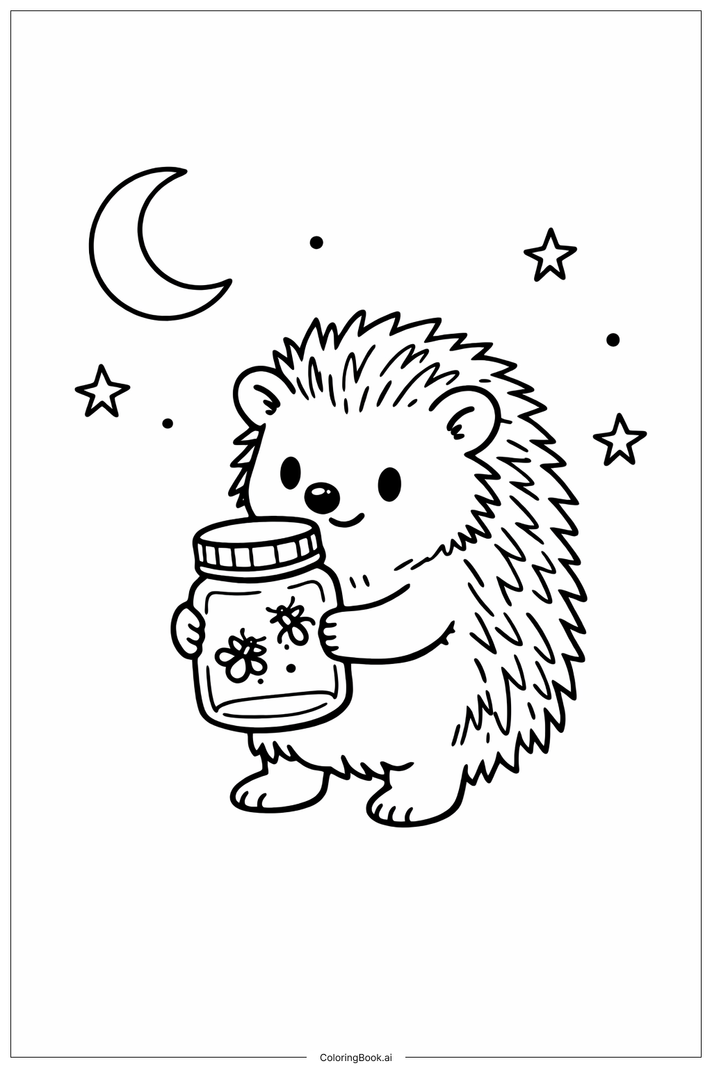  Igel mit Glühwürmchenglas Ausmalseite 
