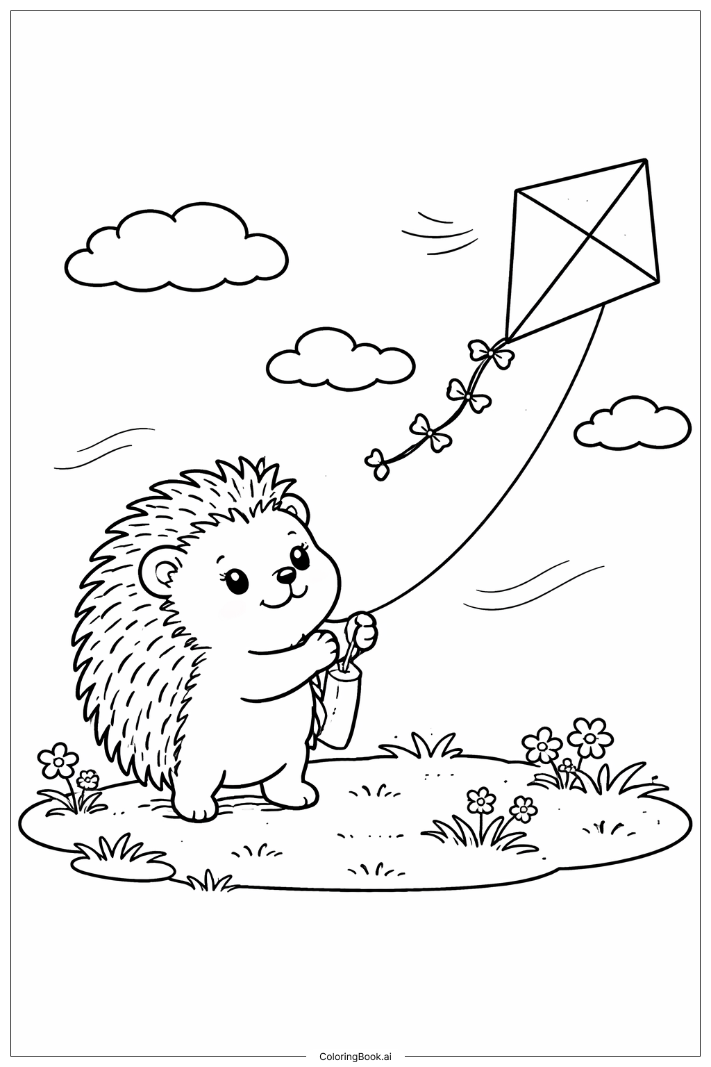  Igel mit Drachen Ausmalseite 