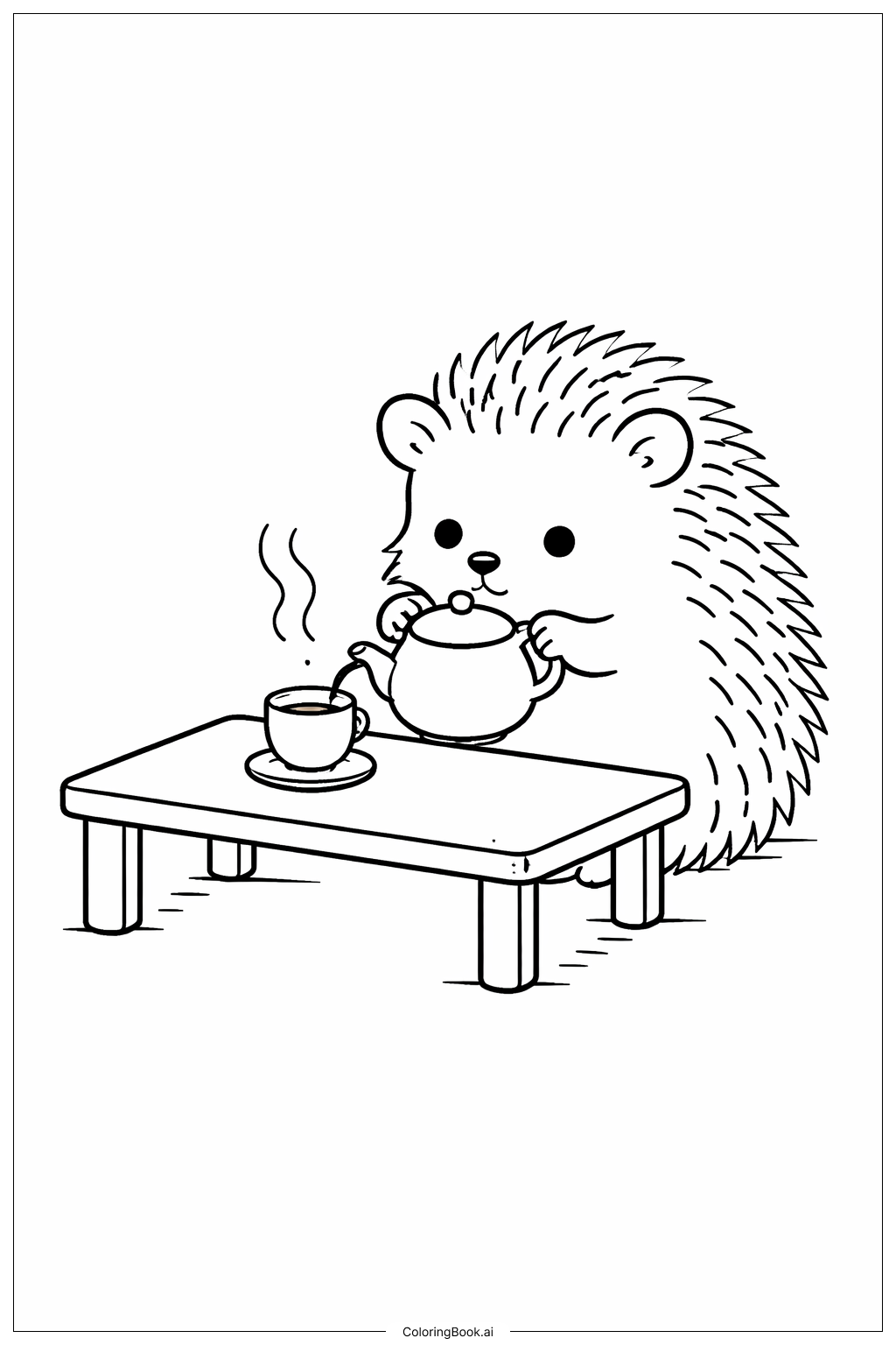  Igel mit Teetasse Ausmalseite 