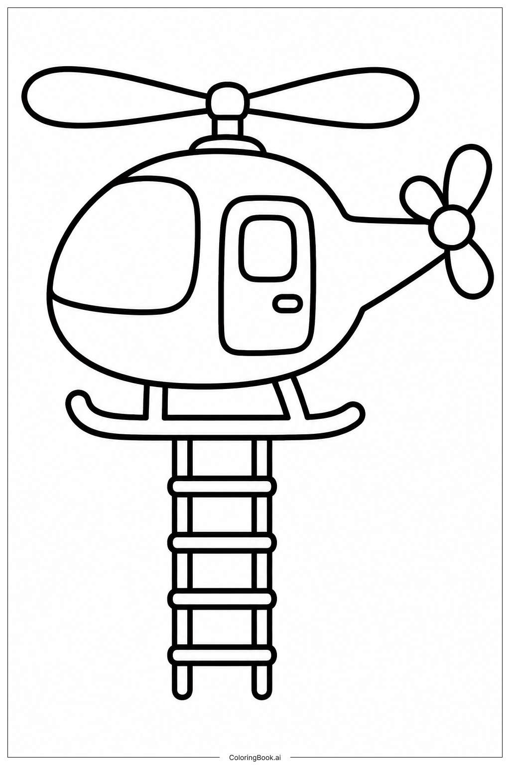  Página para colorear de Helicóptero con escalera 