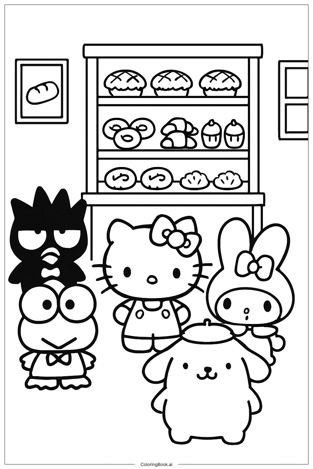  Hello Kitty And Friends Bakery Shop Coloring Page 