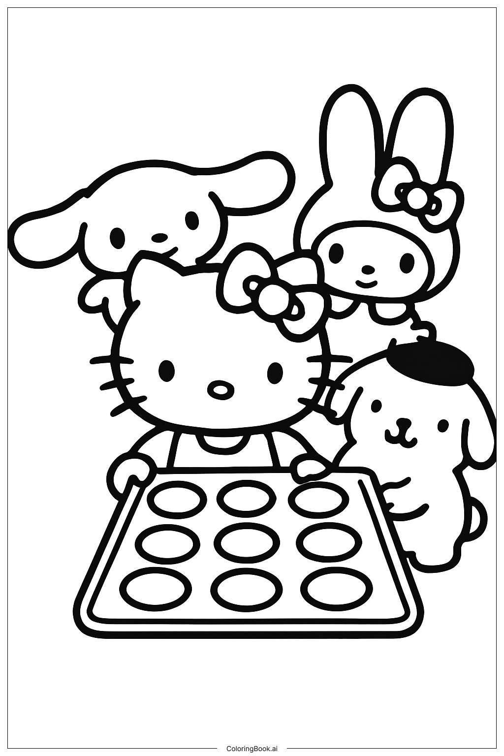  Hello Kitty And Friends Baking Cookies Coloring Page 
