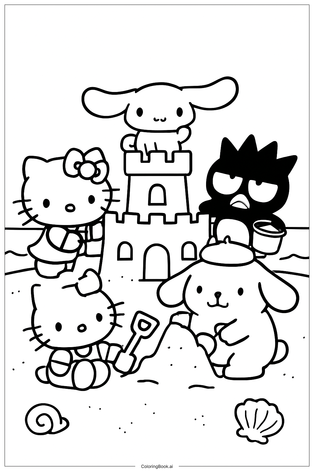  Hello Kitty And Friends Beach Sandcastle Coloring Page 