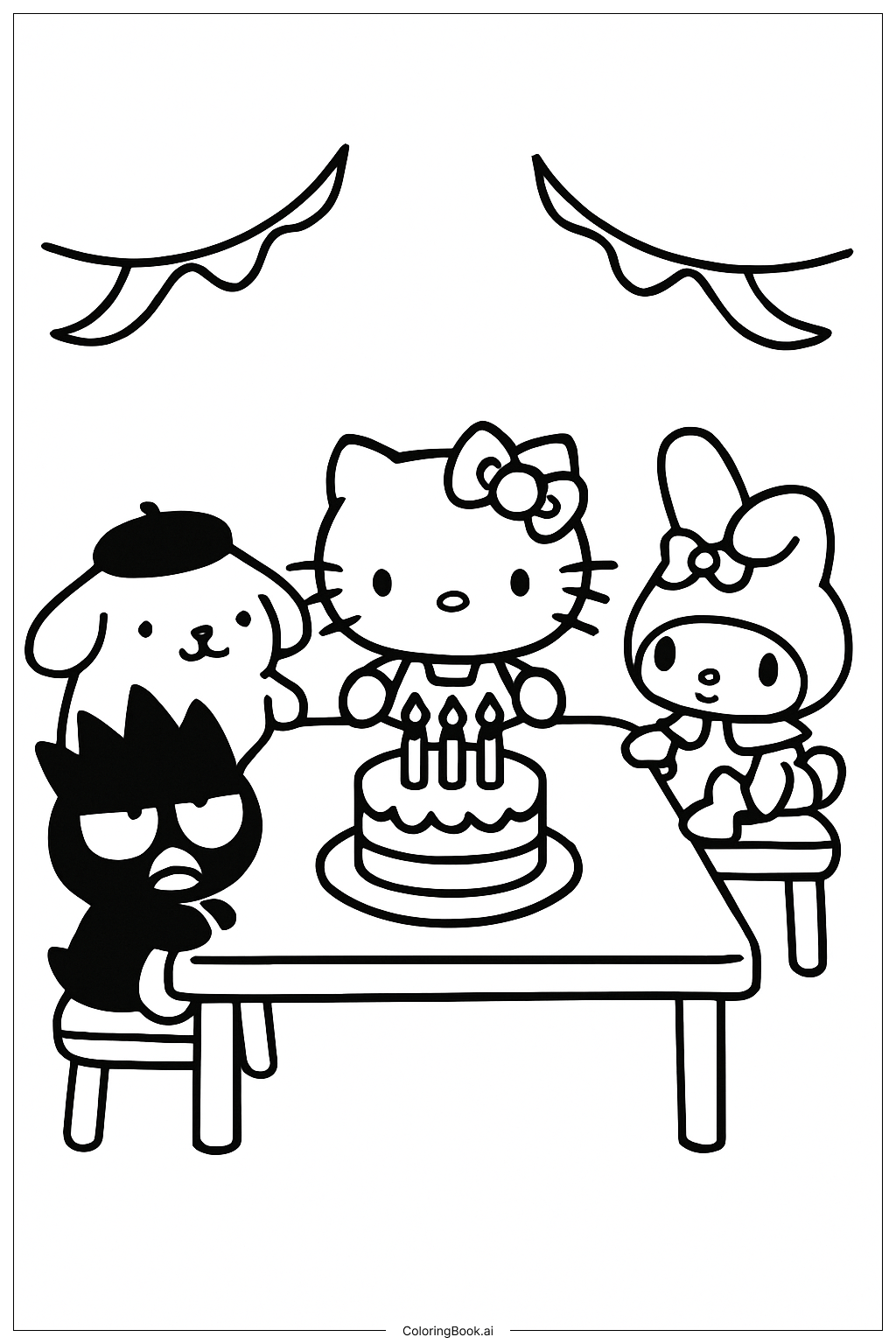 Hello Kitty And Friends Coloring Page