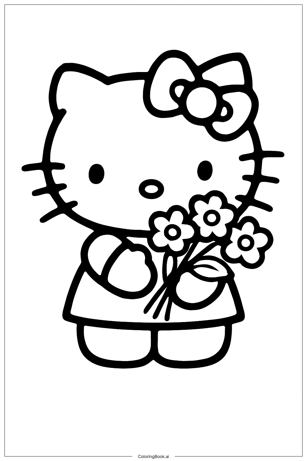  Hello Kitty And Friends Flower Gift Coloring Page 