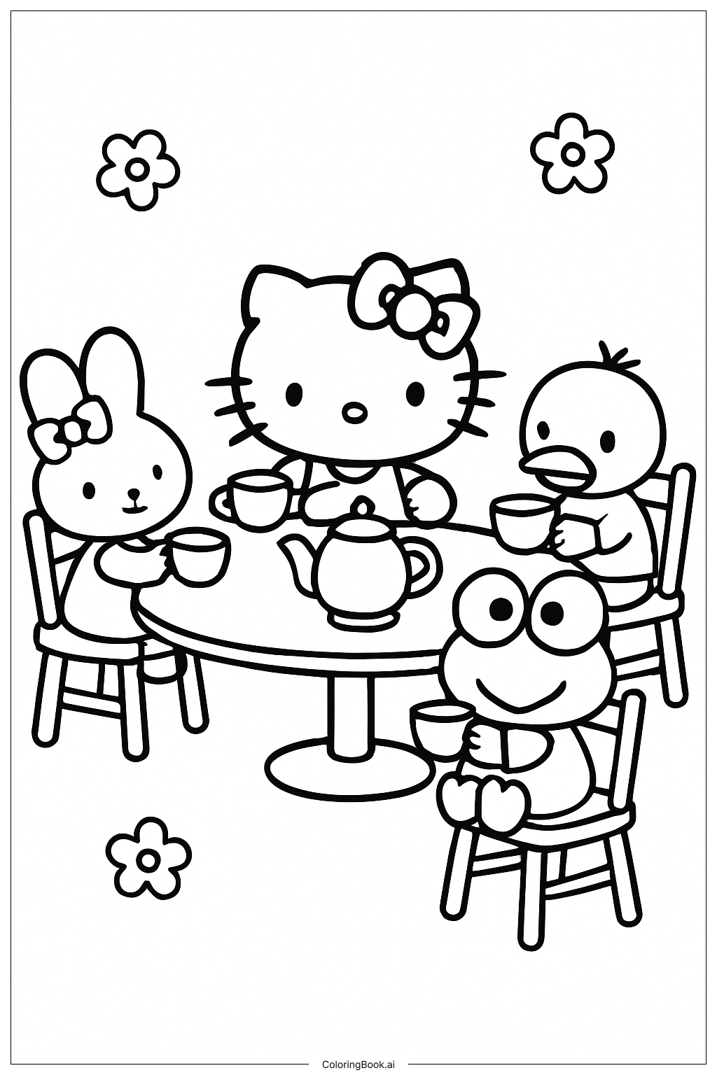  Hello Kitty And Friends Garden Tea Party Coloring Page 