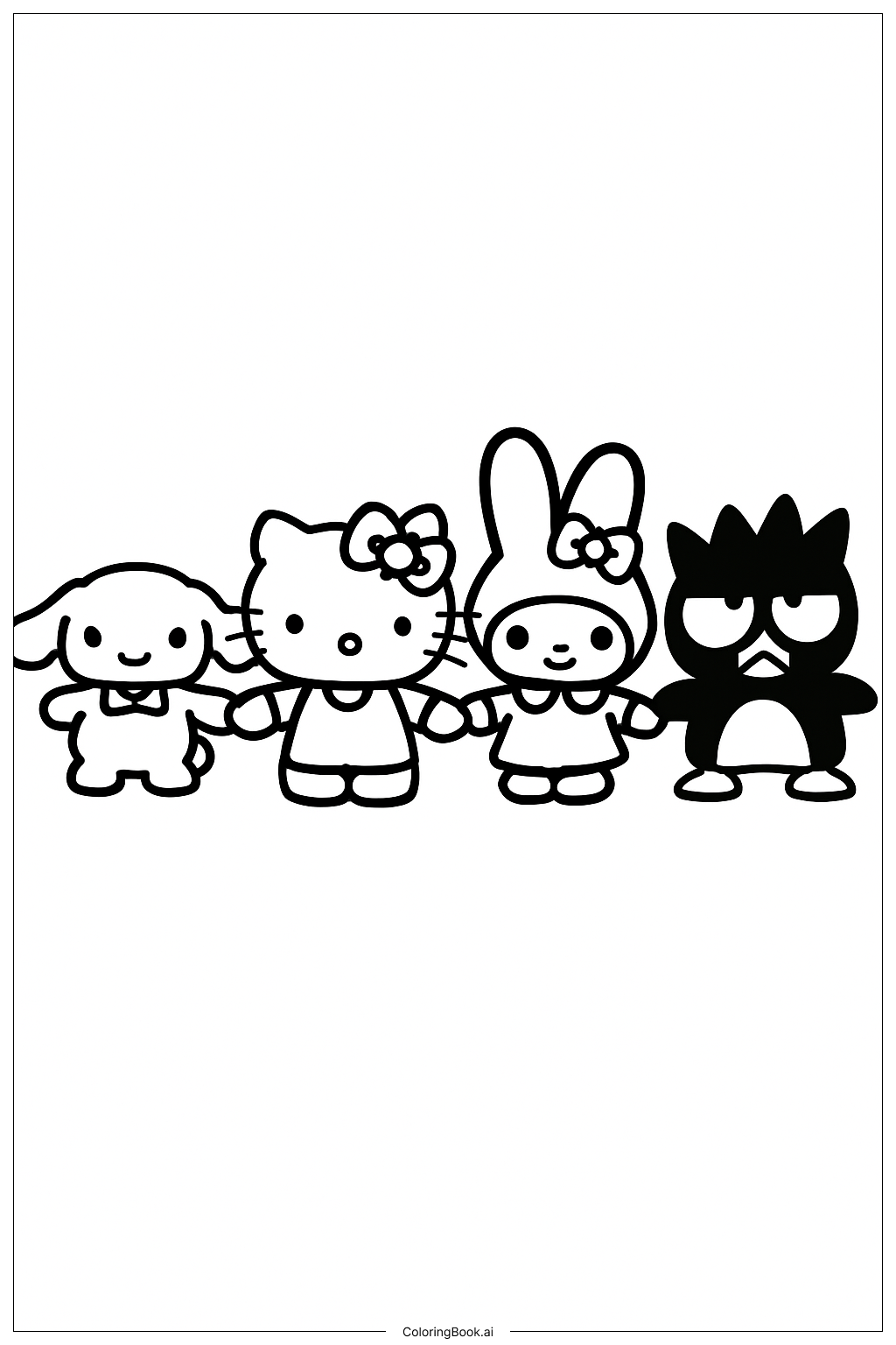  Hello Kitty And Friends Holding Hands Coloring Page 