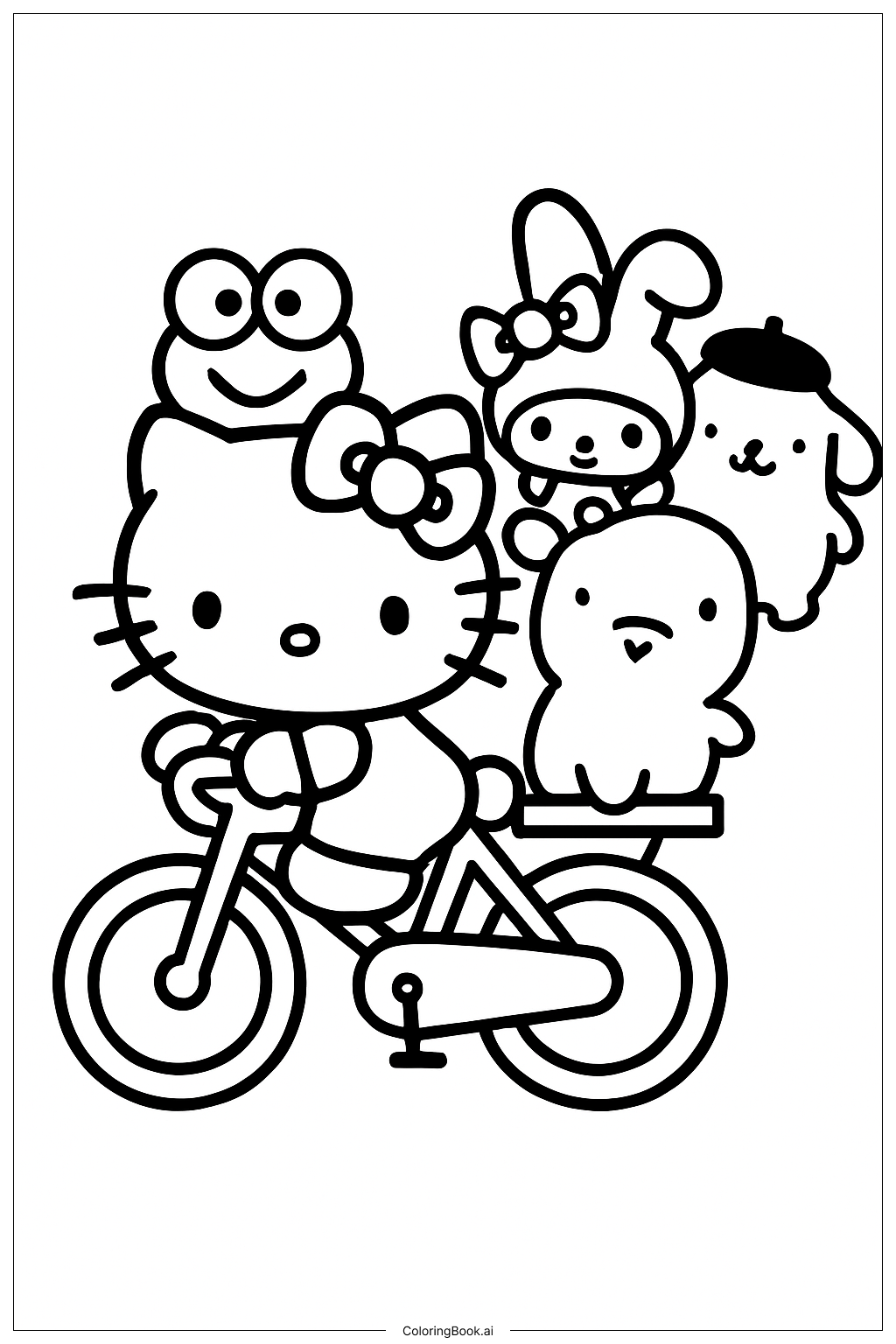  Hello Kitty And Friends Riding Bike Coloring Page 