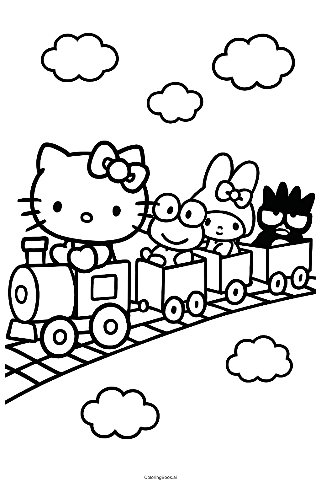  Hello Kitty And Friends Train Ride Coloring Page 