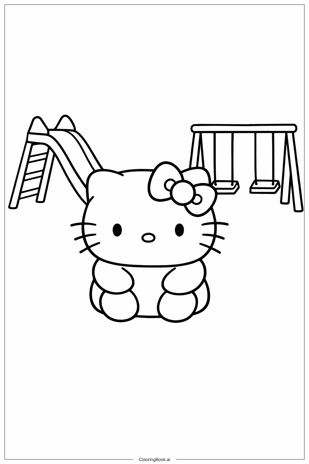 Hello Kitty 棉花糖在遊樂場著色頁