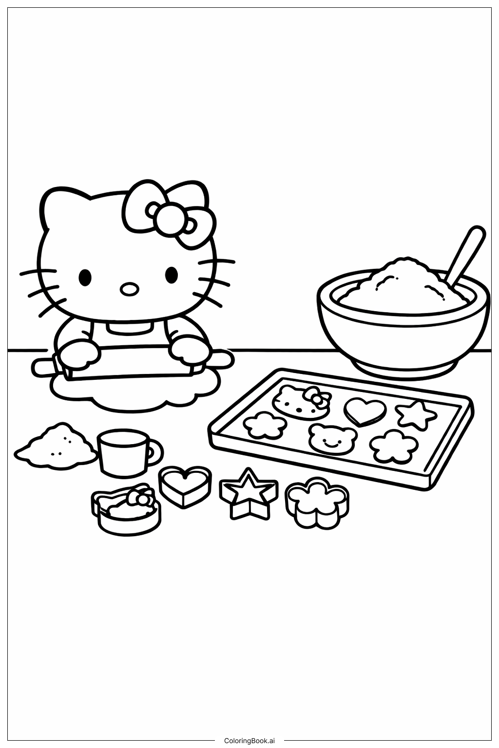 Hello Kitty 棉花糖烘焙餅乾著色頁