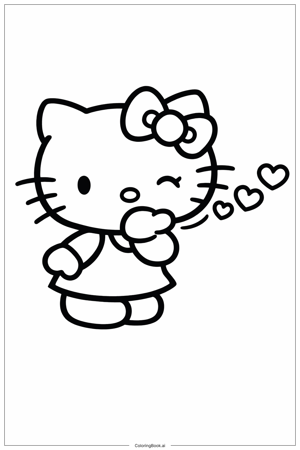 Hello Kitty 吹飛吻著色頁