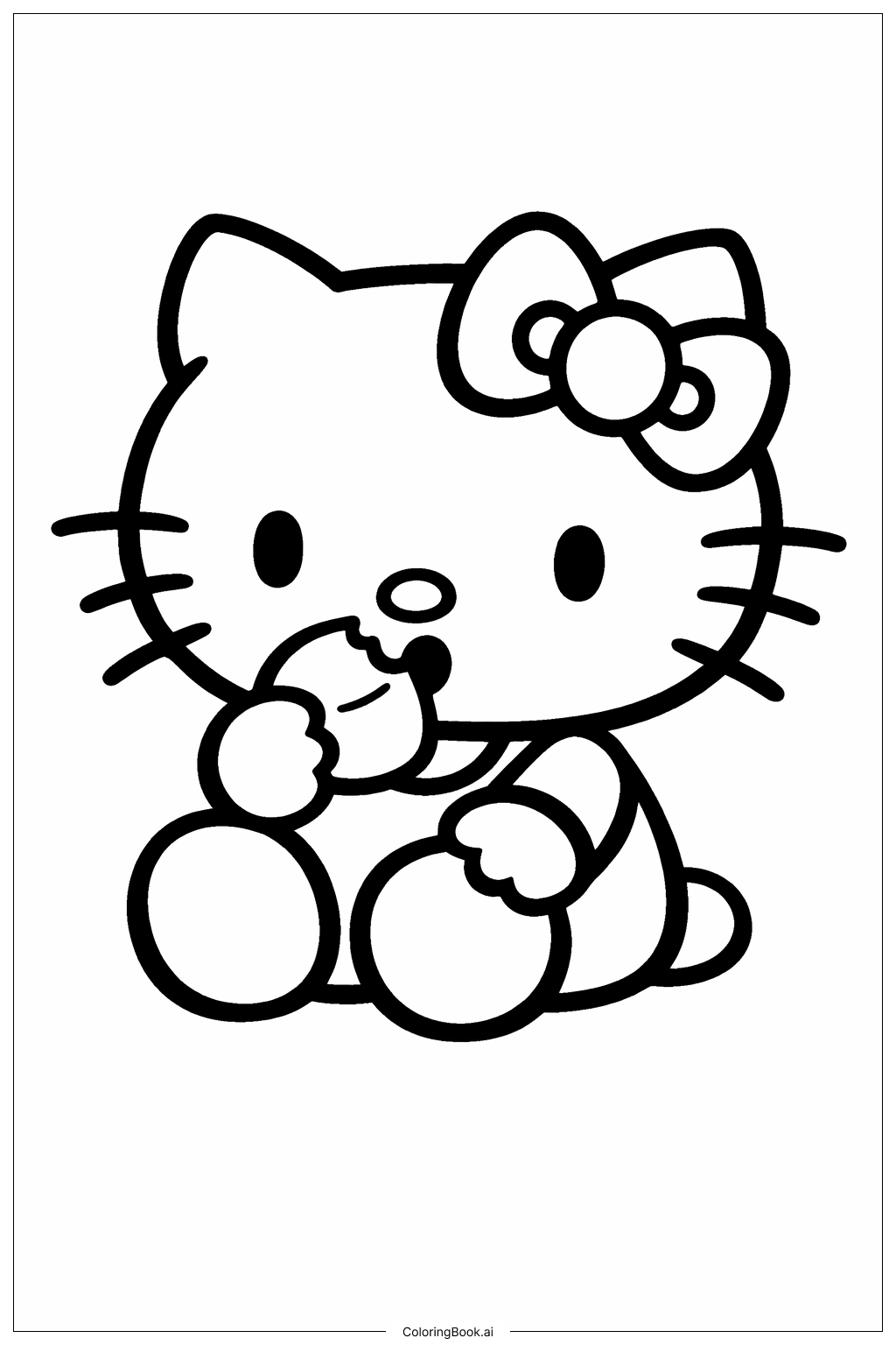 Hello Kitty 吃棉花糖著色頁